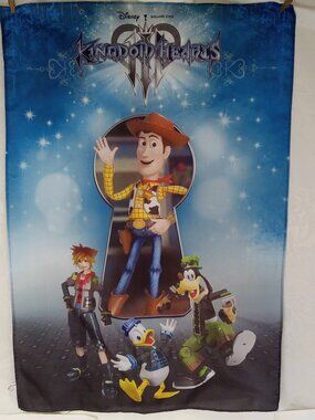 Kingdom Hearts 3 Fabric Poster 40" x 27" Game Stop Promo Disney Square Enix
